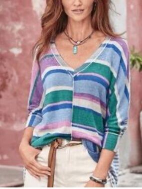 Sundance Johanna Striped Cotton Sweater Size M